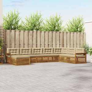 Zunanja garnitura za sedenje z blazino 8 pcs Naravna in bež