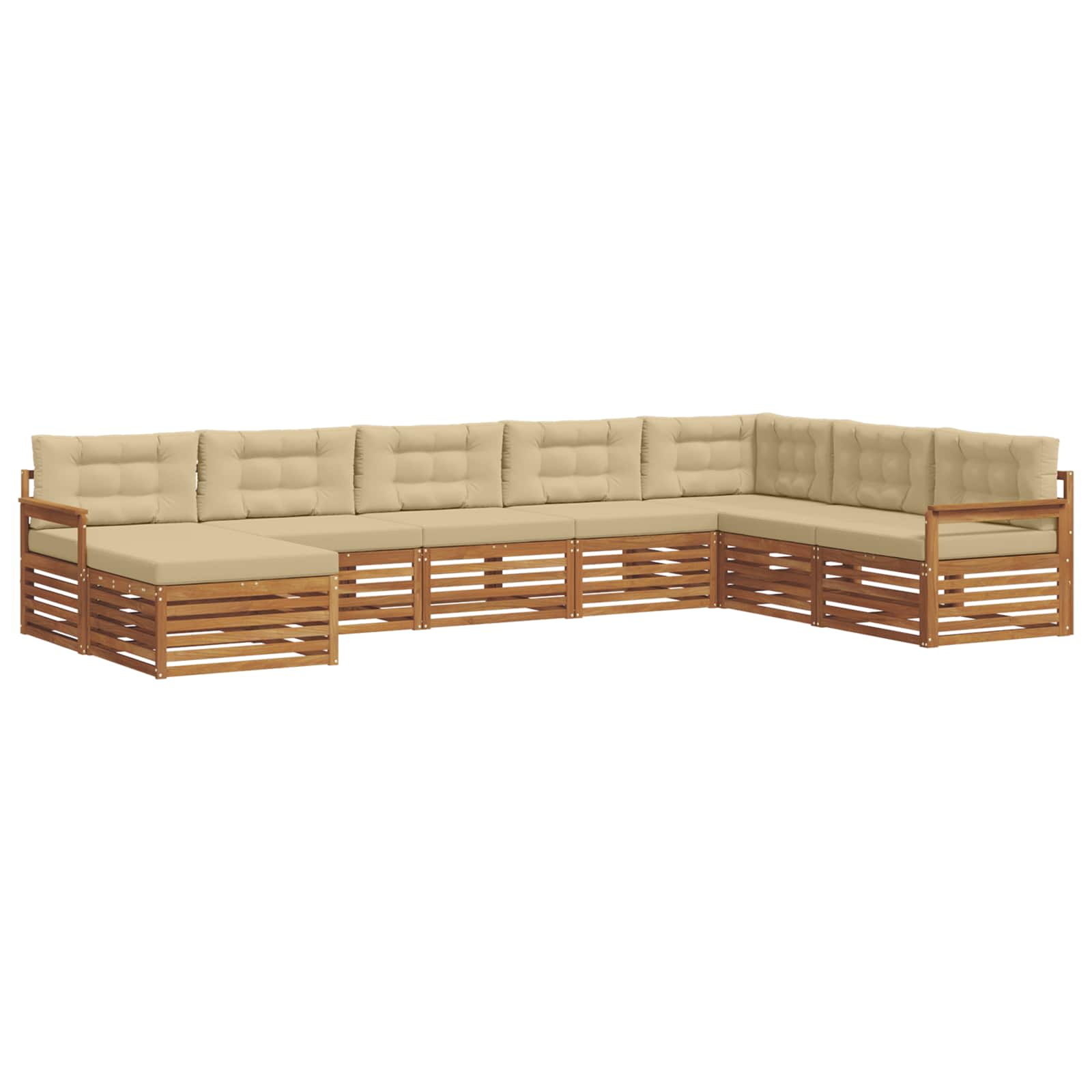 Sofa-Sets 8 pcs Natuurlijk en Beige Massief Acaciahout image 2