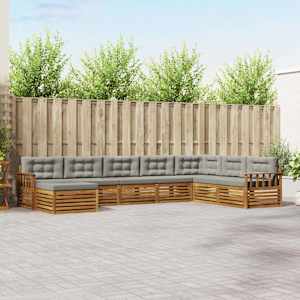 Zunanja garnitura za sedenje 8 pcs Naravna in svetlo siva