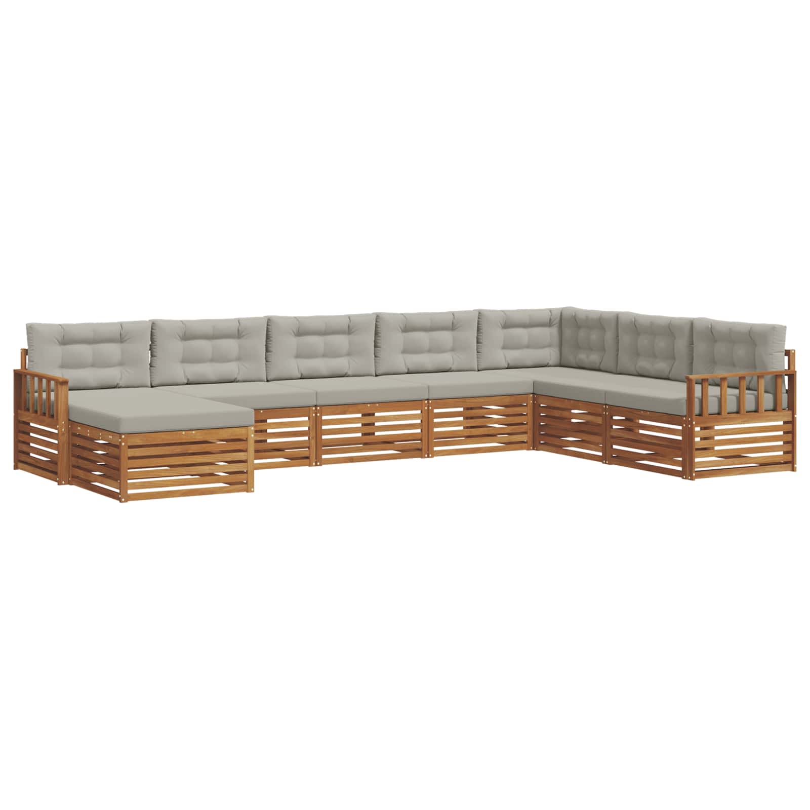 Sofa-Sets 8 pcs Natuurlijk en Lichtgrijs Massief Acaciahout image 2