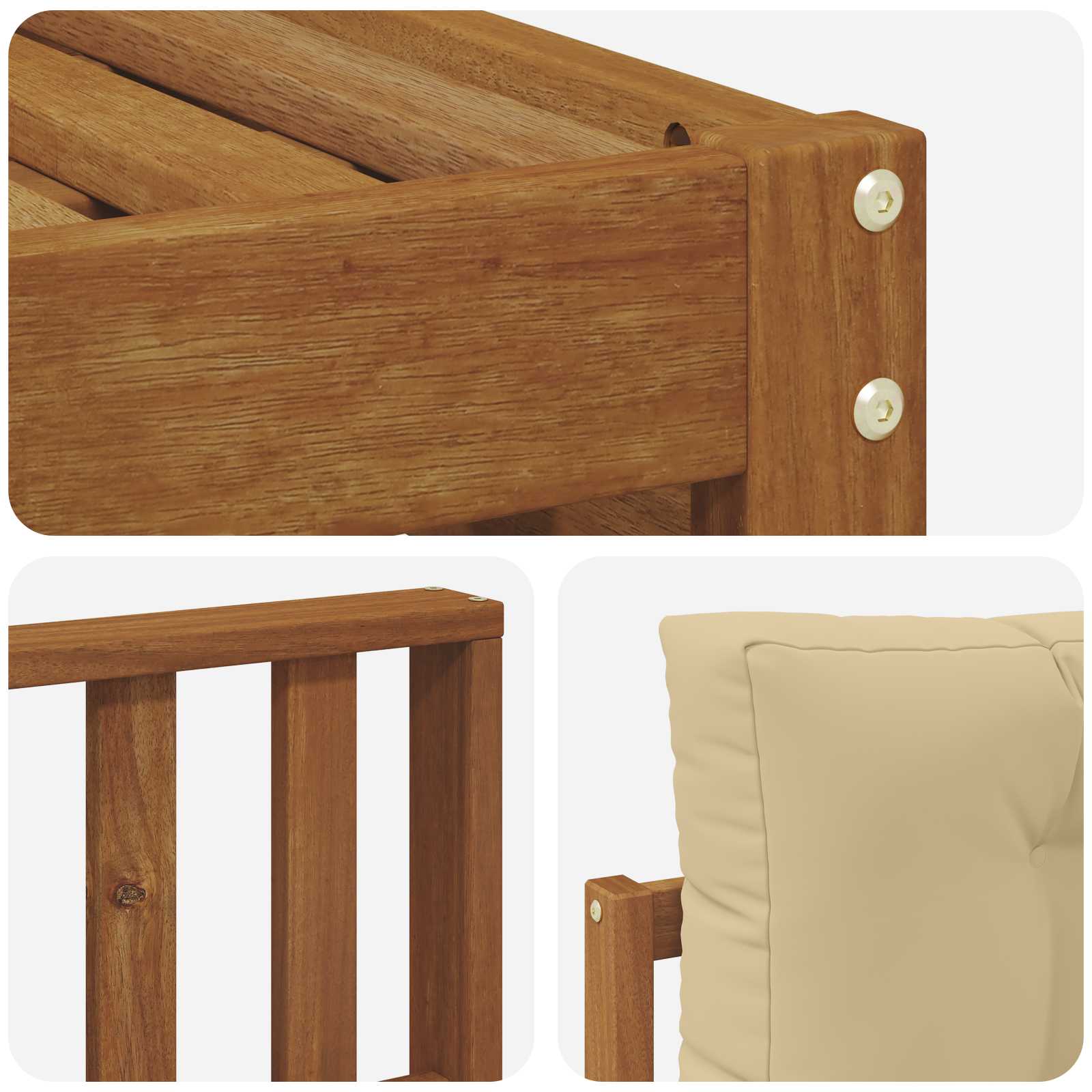 Sofa-Sets 8 pcs Natuurlijk en Beige Massief Acaciahout image 6