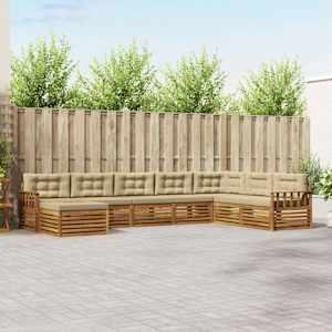 Zunanja garnitura za sedenje z blazino 8 pcs Naravna in bež