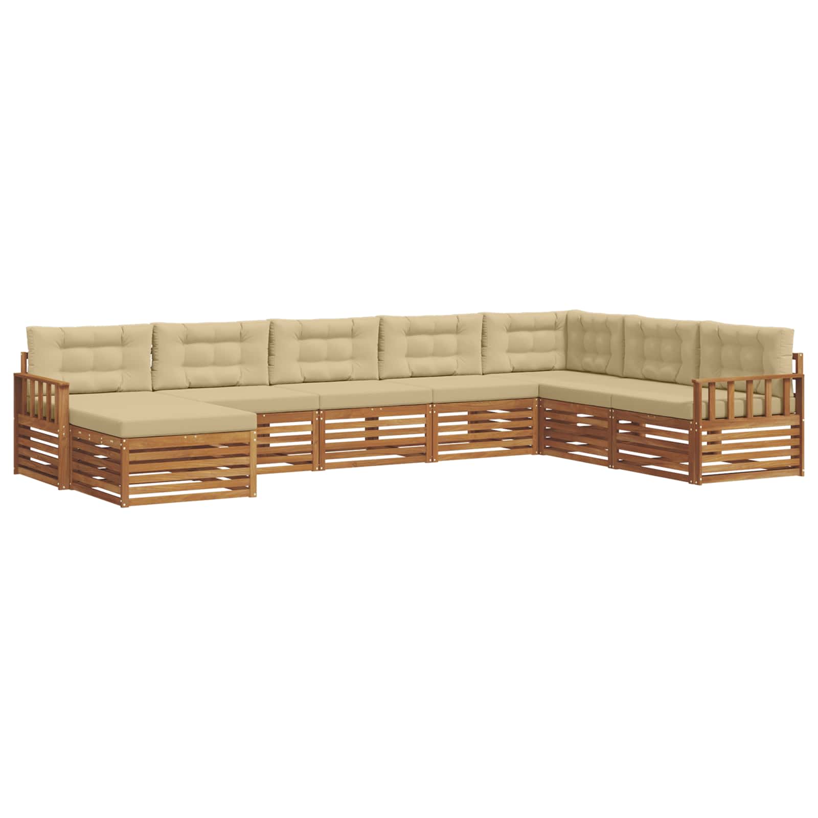 Sofa-Sets 8 pcs Natuurlijk en Beige Massief Acaciahout image 2