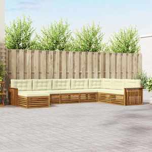 Zunanja garnitura za sedenje z blazino 8 pcs Naravna in smetana