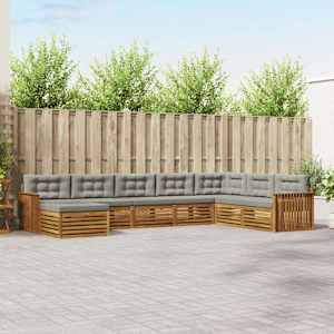 Zunanja garnitura za sedenje 8 pcs Naravna in svetlo siva