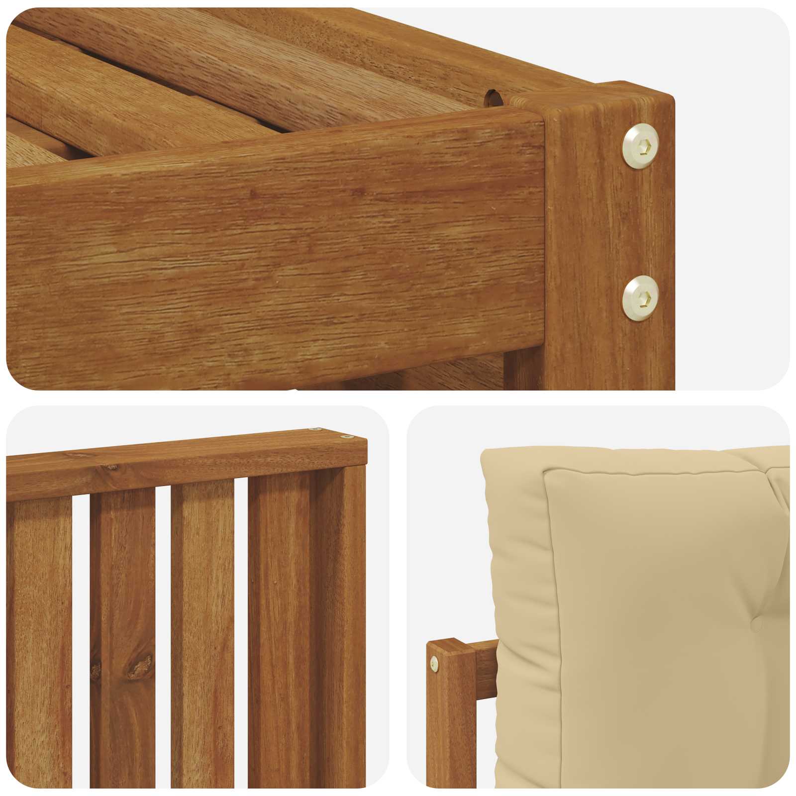 Sofa-Sets 8 pcs Natuurlijk en Beige Massief Acaciahout image 6