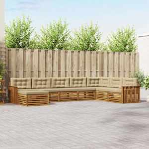 Zunanja garnitura za sedenje z blazino 8 pcs Naravna in bež