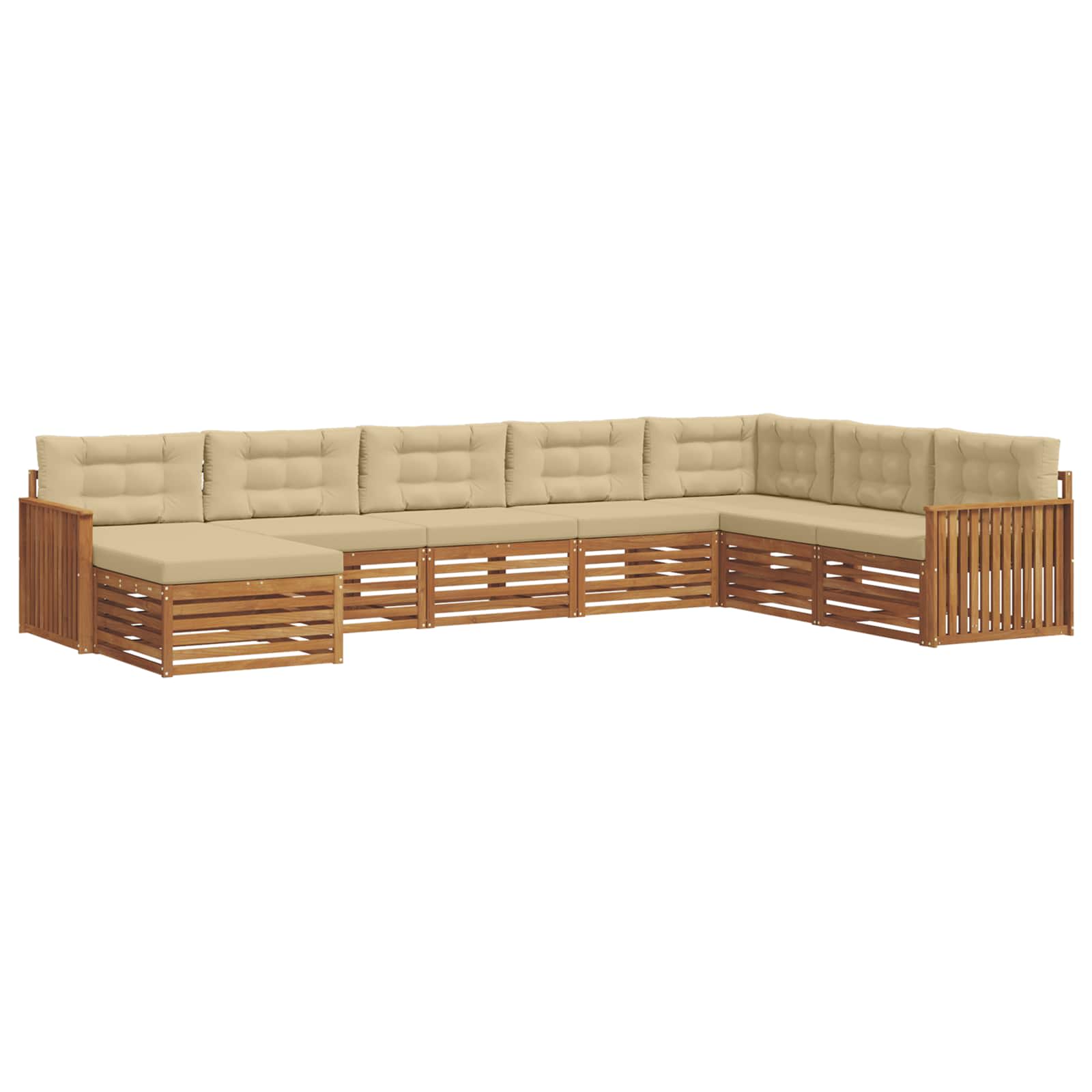 Sofa-Sets 8 pcs Natuurlijk en Beige Massief Acaciahout image 2