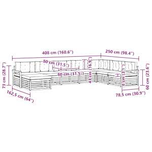 Sedací soupravy s polštářem 8 pcs Přírodní a světle šedá - obrázek 7