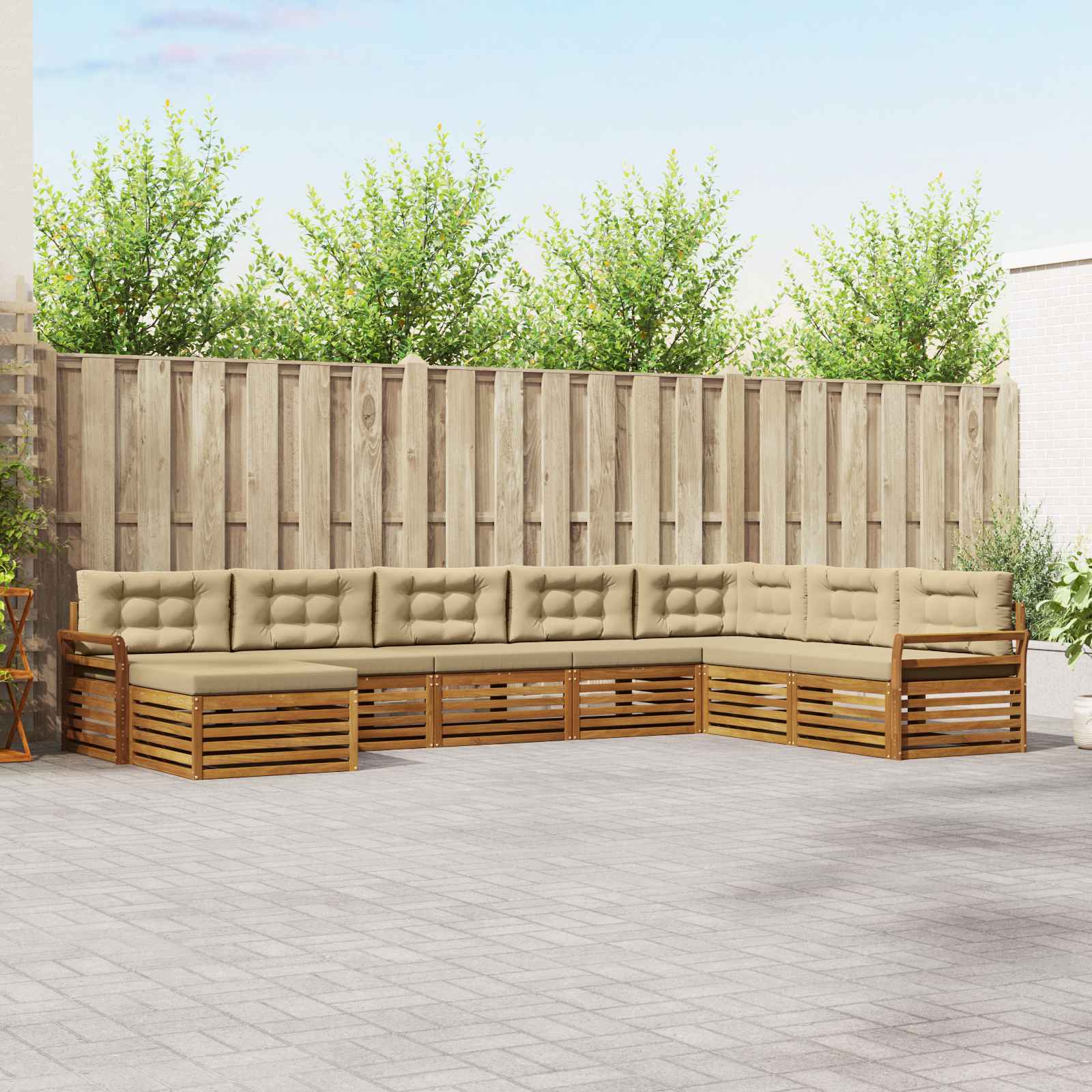 vidaXL Udendørs sofagruppe 8 stk. Naturlig og Beige Massivt Akacietræ