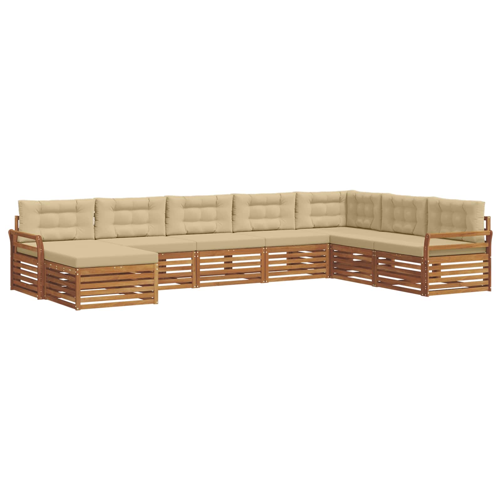 Sofa-Sets 8 pcs Natuurlijk en Beige Massief Acaciahout image 2