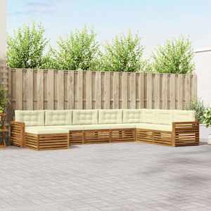 Zunanja garnitura za sedenje z blazino 8 pcs Naravna in smetana