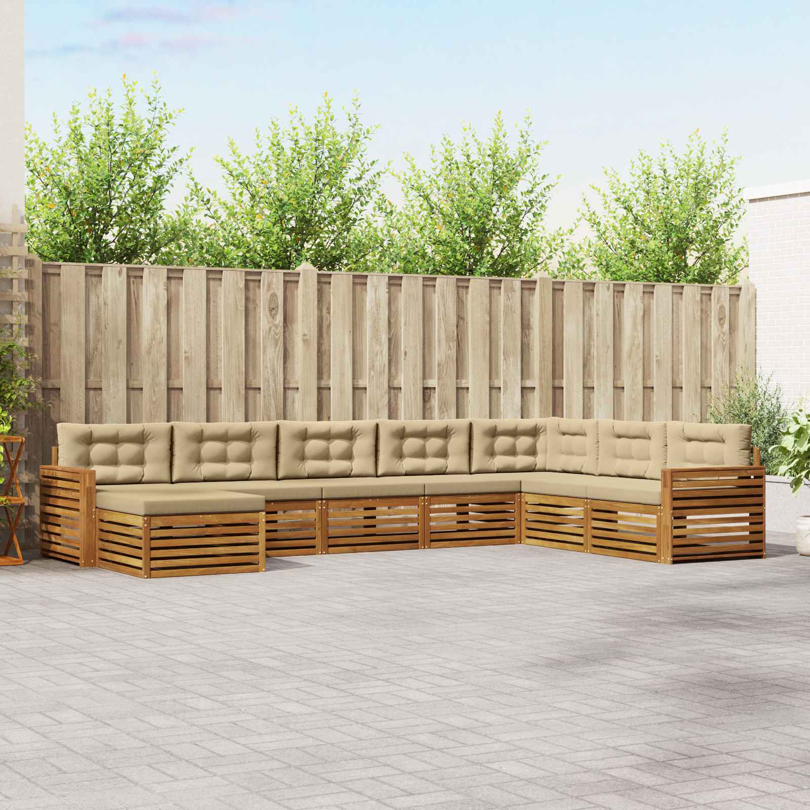 Sofa-Sets 8 pcs Natuurlijk en Beige Massief Acaciahout image 1