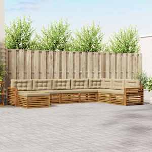 Zunanja garnitura za sedenje z blazino 8 pcs Naravna in bež