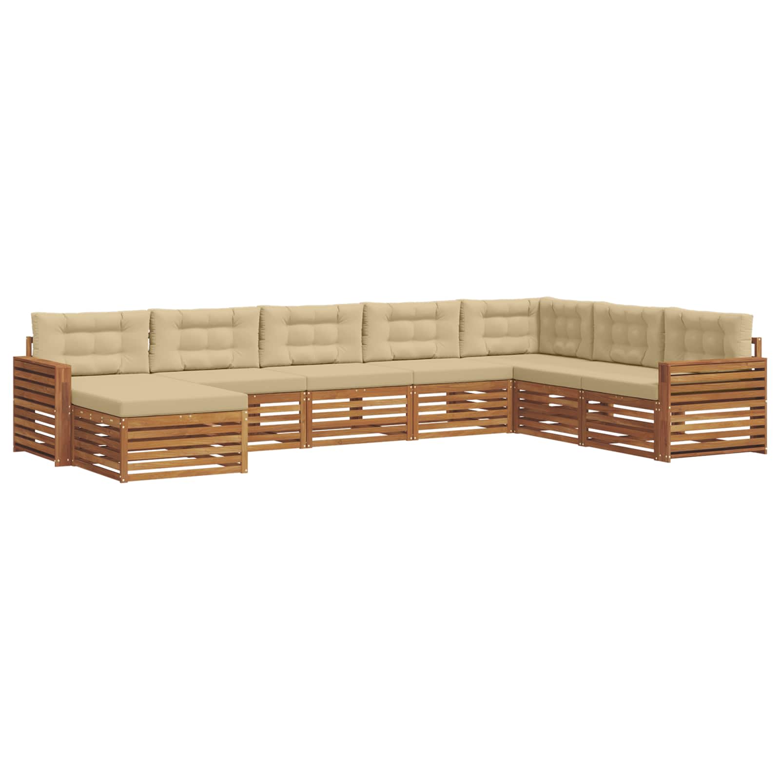 Sofa-Sets 8 pcs Natuurlijk en Beige Massief Acaciahout image 2