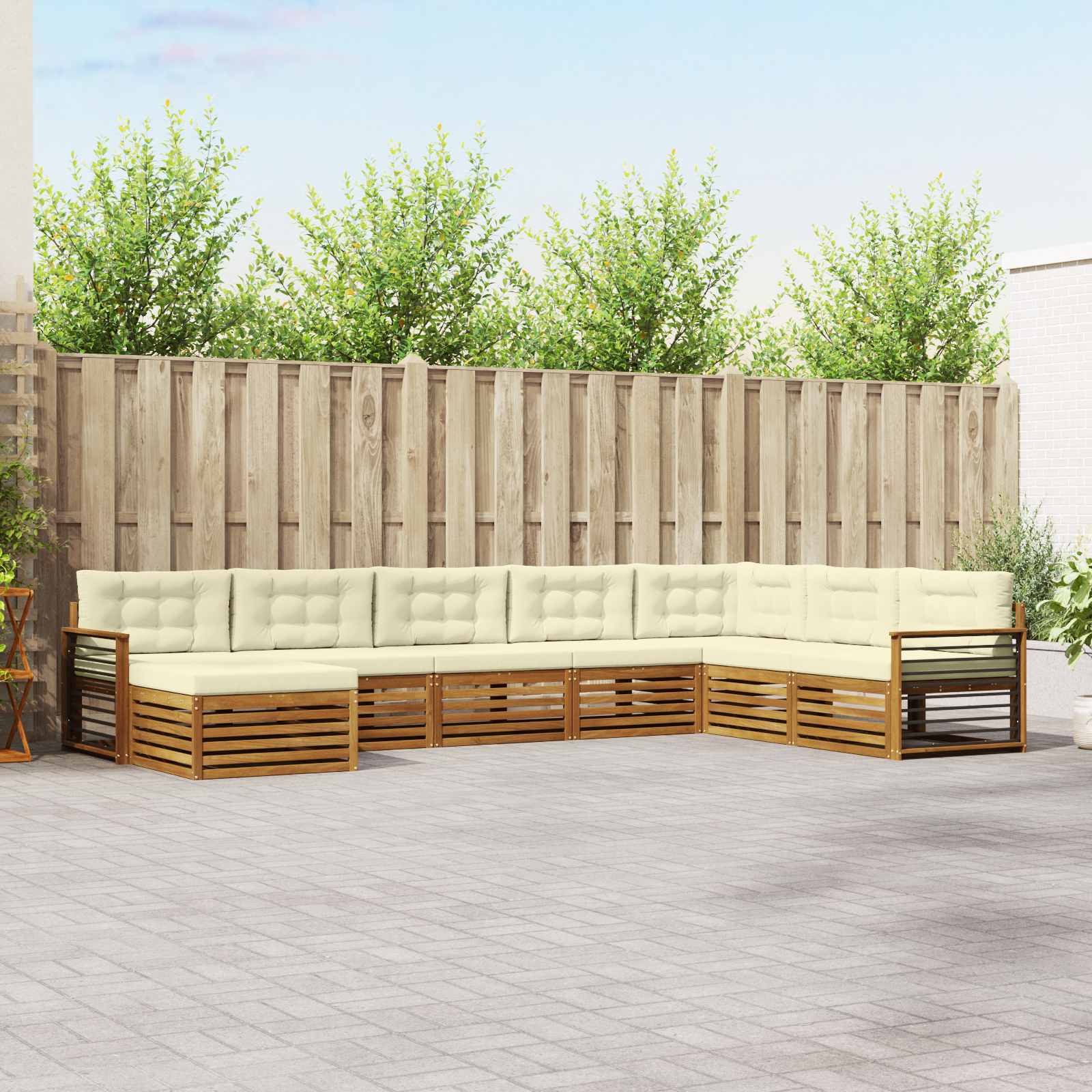 vidaXL Sofagarnituren 8 pcs Natur und Creme Massivholz Akazie