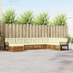 Zunanja garnitura za sedenje z blazino 8 pcs Naravna in smetana