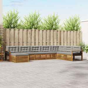 Zunanja garnitura za sedenje 8 pcs Naravna in svetlo siva