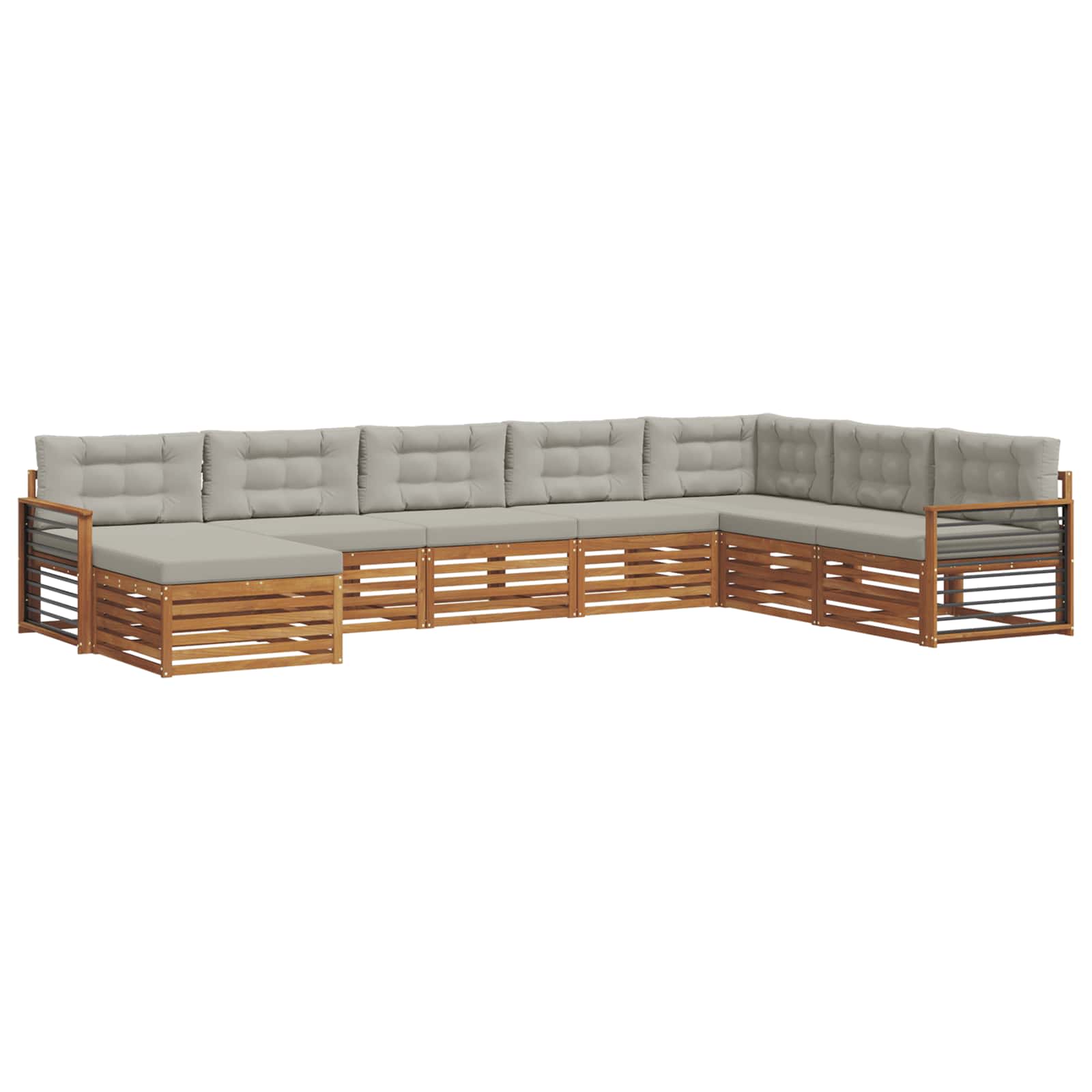 Sofa-Sets 8 pcs Natuurlijk en Lichtgrijs Massief Acaciahout image 2