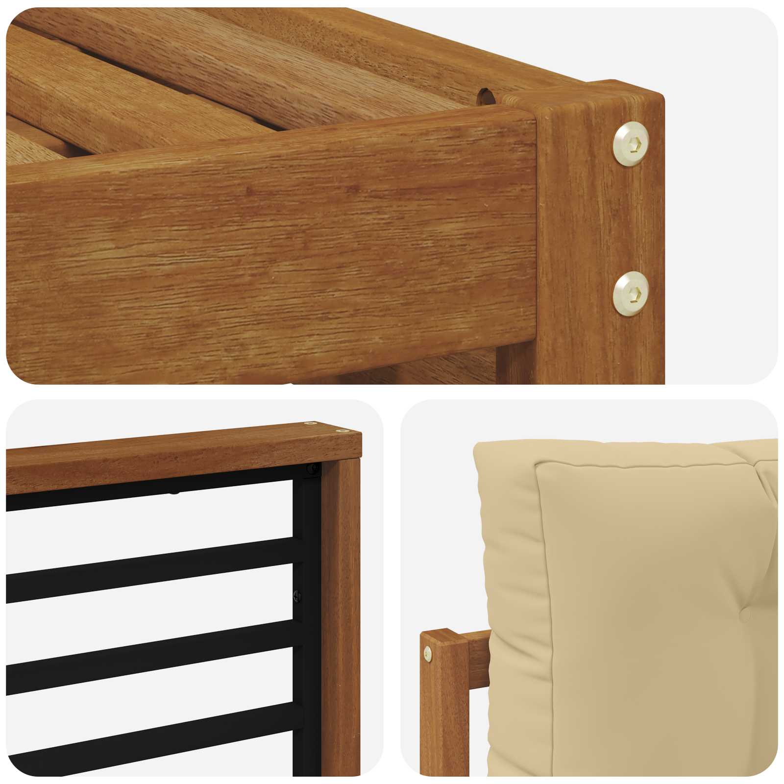 Sofa-Sets 8 pcs Natuurlijk en Beige Massief Acaciahout image 6