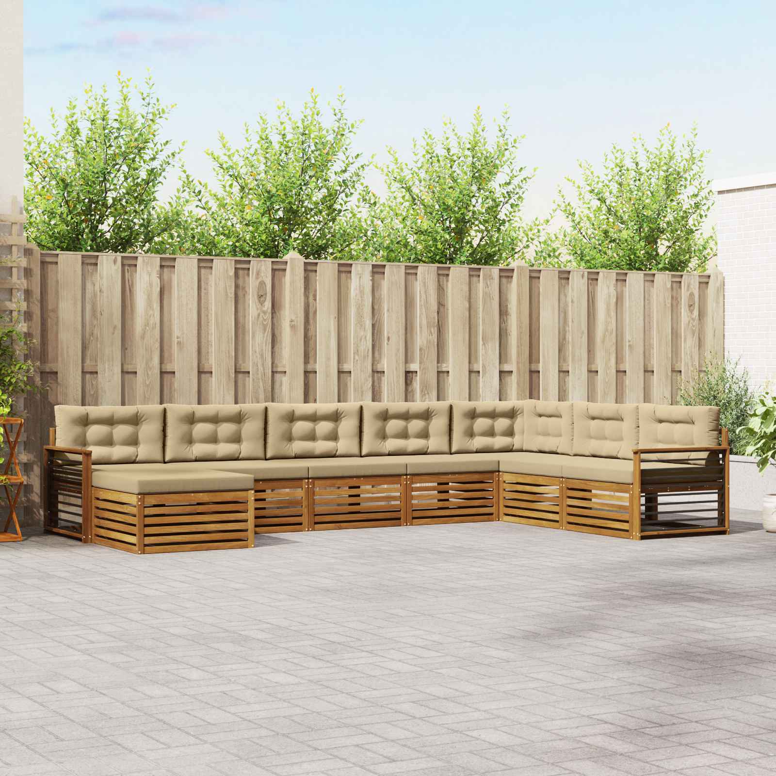 Sofa-Sets 8 pcs Natuurlijk en Beige Massief Acaciahout image 1