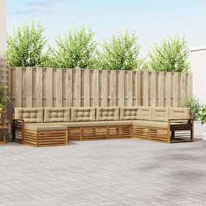 Zunanja garnitura za sedenje z blazino 8 pcs Naravna in bež