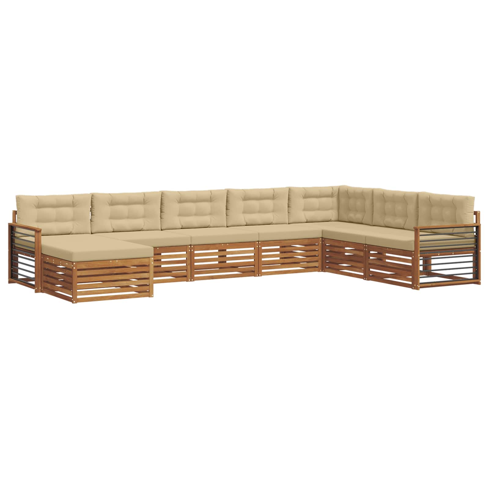 Sofa-Sets 8 pcs Natuurlijk en Beige Massief Acaciahout image 2