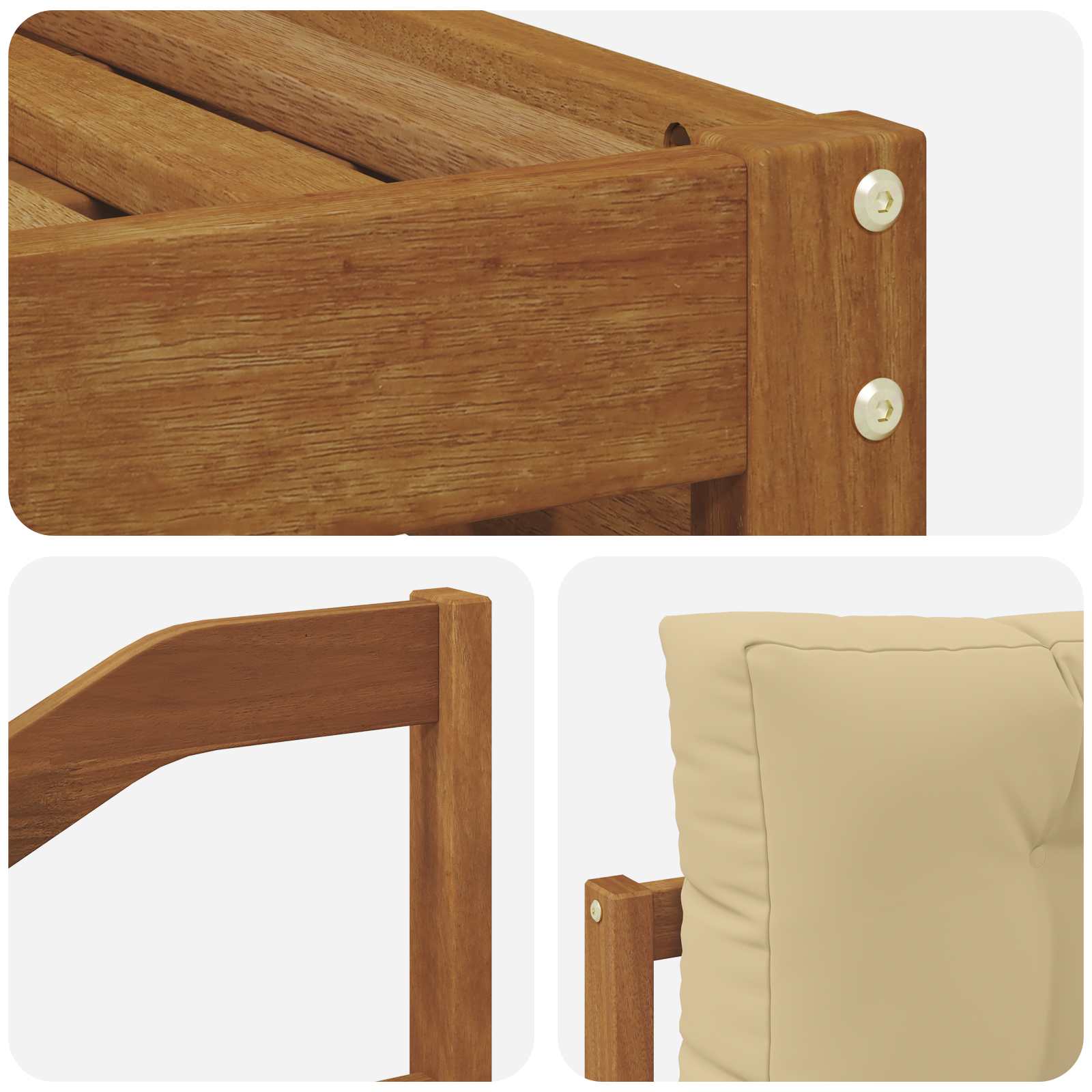 Sofa-Sets 8 pcs Natuurlijk en Beige Massief Acaciahout image 6