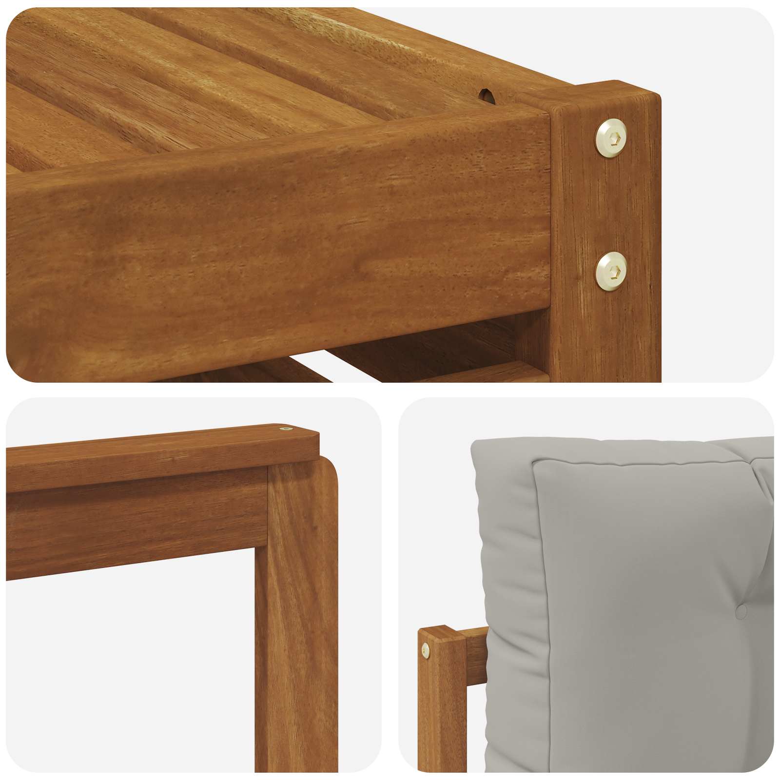 Sofa-Sets 9 pcs Natuurlijk en Lichtgrijs Massief Acaciahout image 8