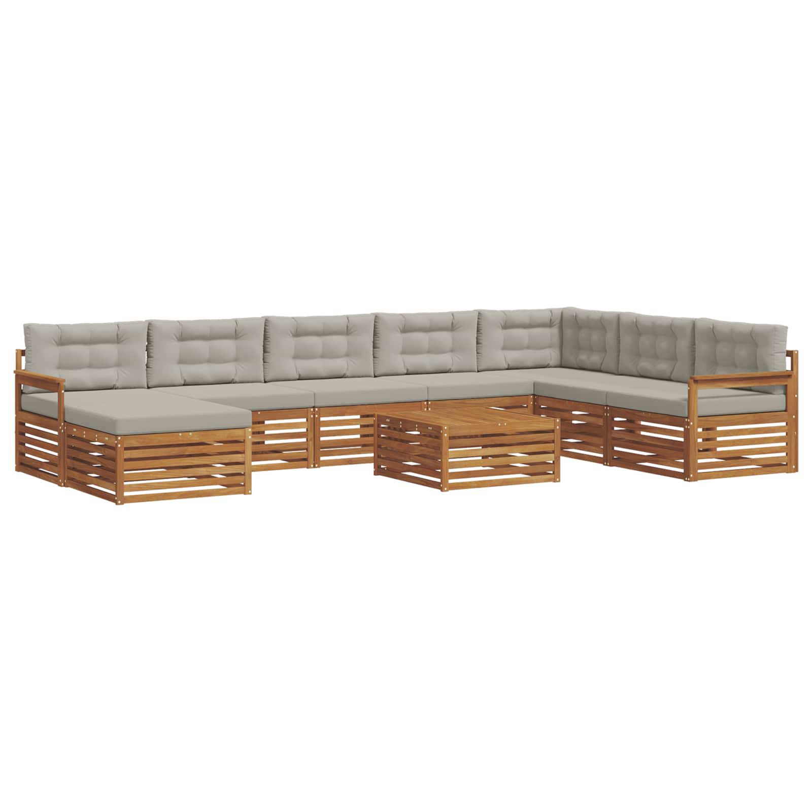 Sofa-Sets 9 pcs Natuurlijk en Lichtgrijs Massief Acaciahout image 2