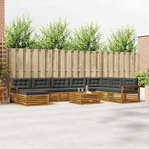 Zunanja garnitura za sedenje 9 pcs Naravna in antracitna