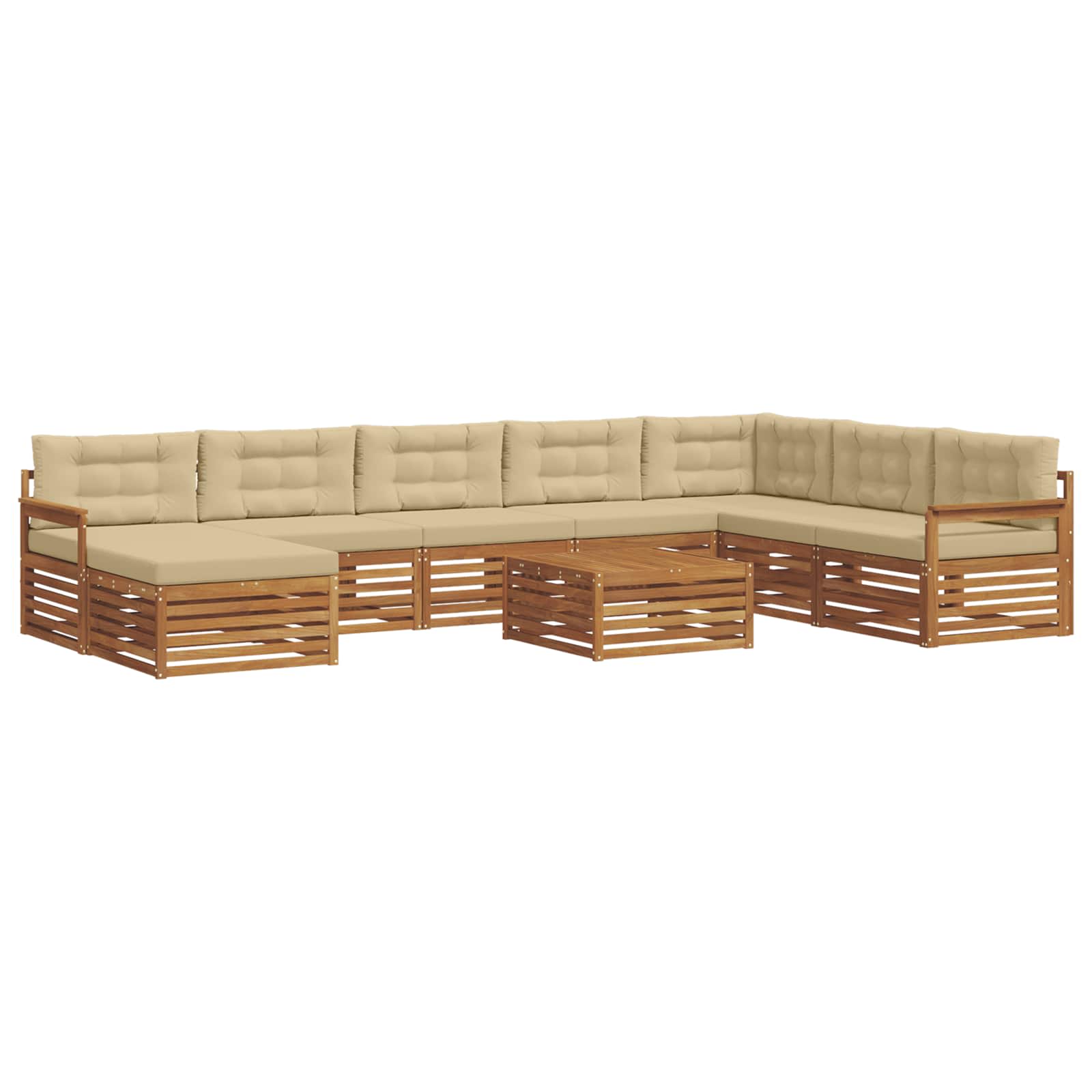 Sofa-Sets 9 pcs Natuurlijk en Beige Massief Acaciahout image 2