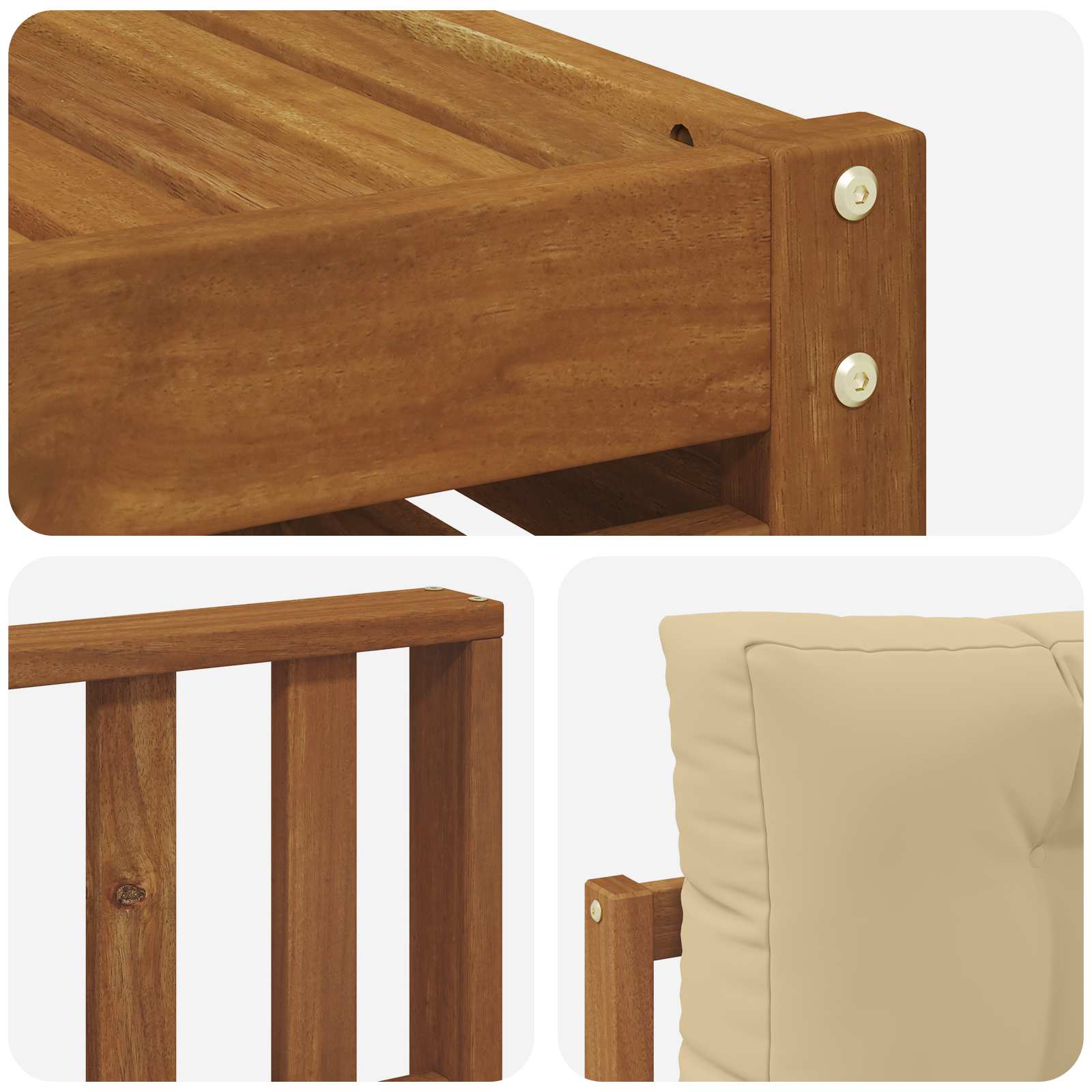 Sofa-Sets 9 pcs Natuurlijk en Beige Massief Acaciahout image 8