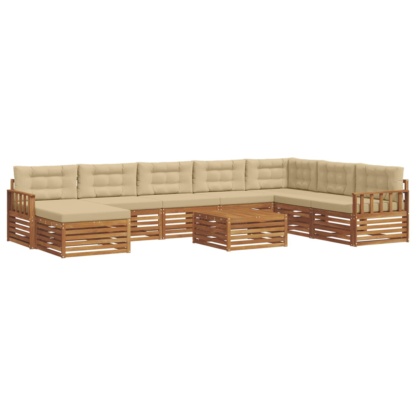 Sofa-Sets 9 pcs Natuurlijk en Beige Massief Acaciahout image 2