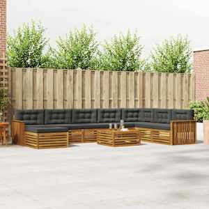 Zunanja garnitura za sedenje 9 pcs Naravna in antracitna