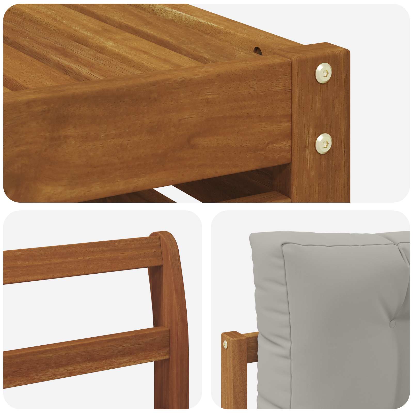 Sofa-Sets 9 pcs Natuurlijk en Lichtgrijs Massief Acaciahout image 8