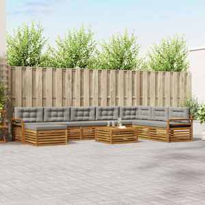 Zunanja garnitura za sedenje 9 pcs Naravna in svetlo siva