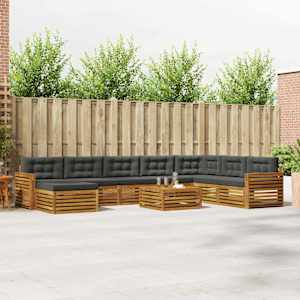 Zunanja garnitura za sedenje 9 pcs Naravna in antracitna