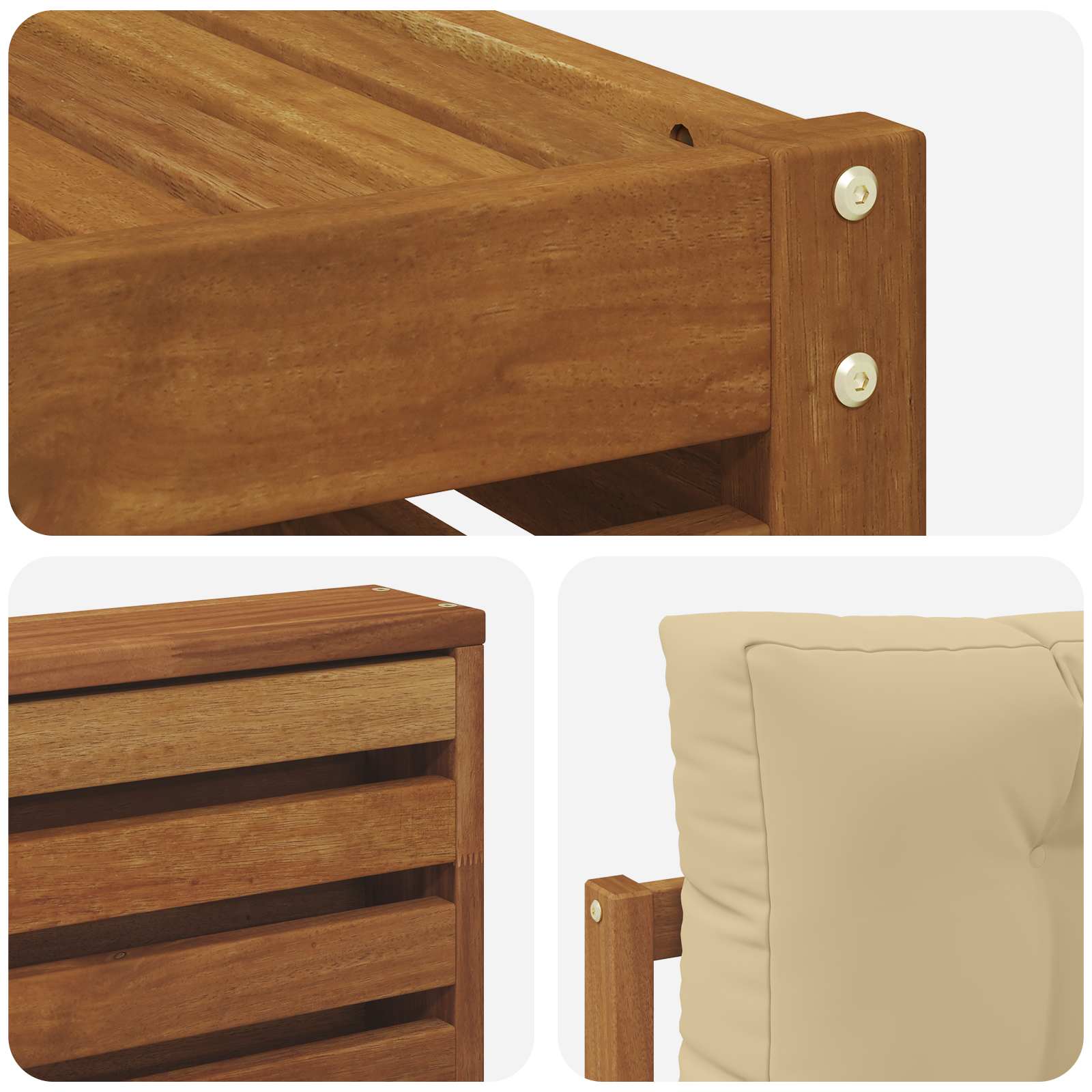 Sofa-Sets 9 pcs Natuurlijk en Beige Massief Acaciahout image 8