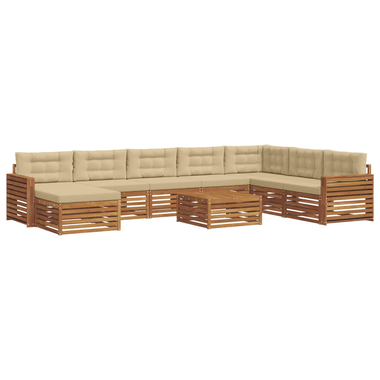Sofa-Sets 9 pcs Natuurlijk en Beige Massief Acaciahout image 2