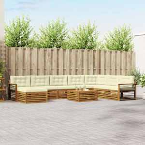 Zunanja garnitura za sedenje z blazino 9 pcs Naravna in smetana