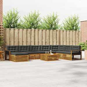 Zunanja garnitura za sedenje 9 pcs Naravna in antracitna