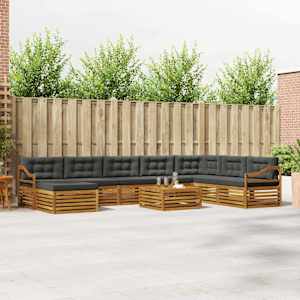 Zunanja garnitura za sedenje 9 pcs Naravna in antracitna