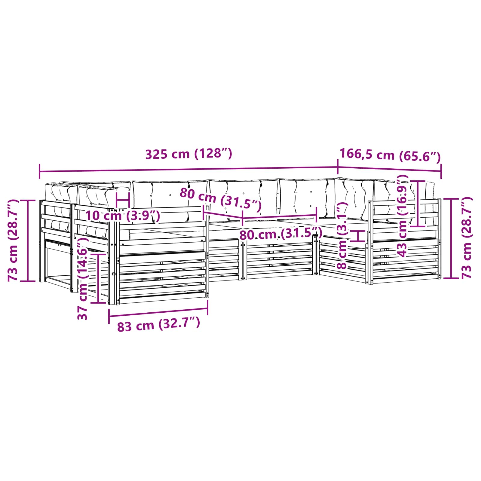 Sofa-Sets 6 pcs Natuurlijk en Antraciet Massief Acaciahout image 7