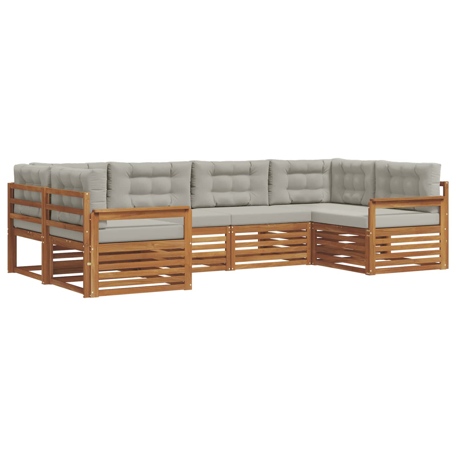 Zunanja garnitura za sedenje 6 pcs Naravna in svetlo siva - slika 2