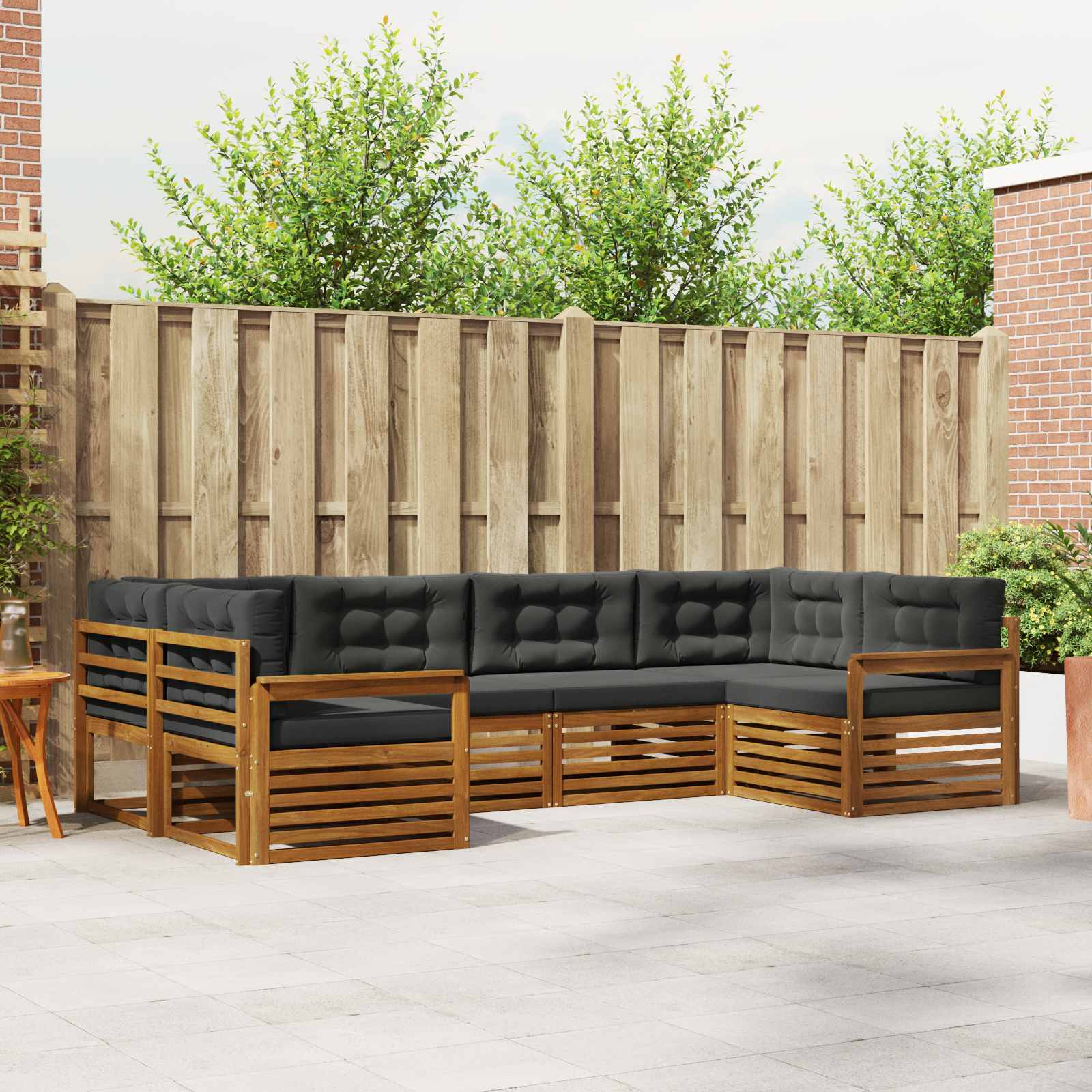 Sofa-Sets 6 pcs Natuurlijk en Antraciet Massief Acaciahout image 1