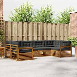 Zunanja garnitura za sedenje 6 pcs Naravna in antracitna