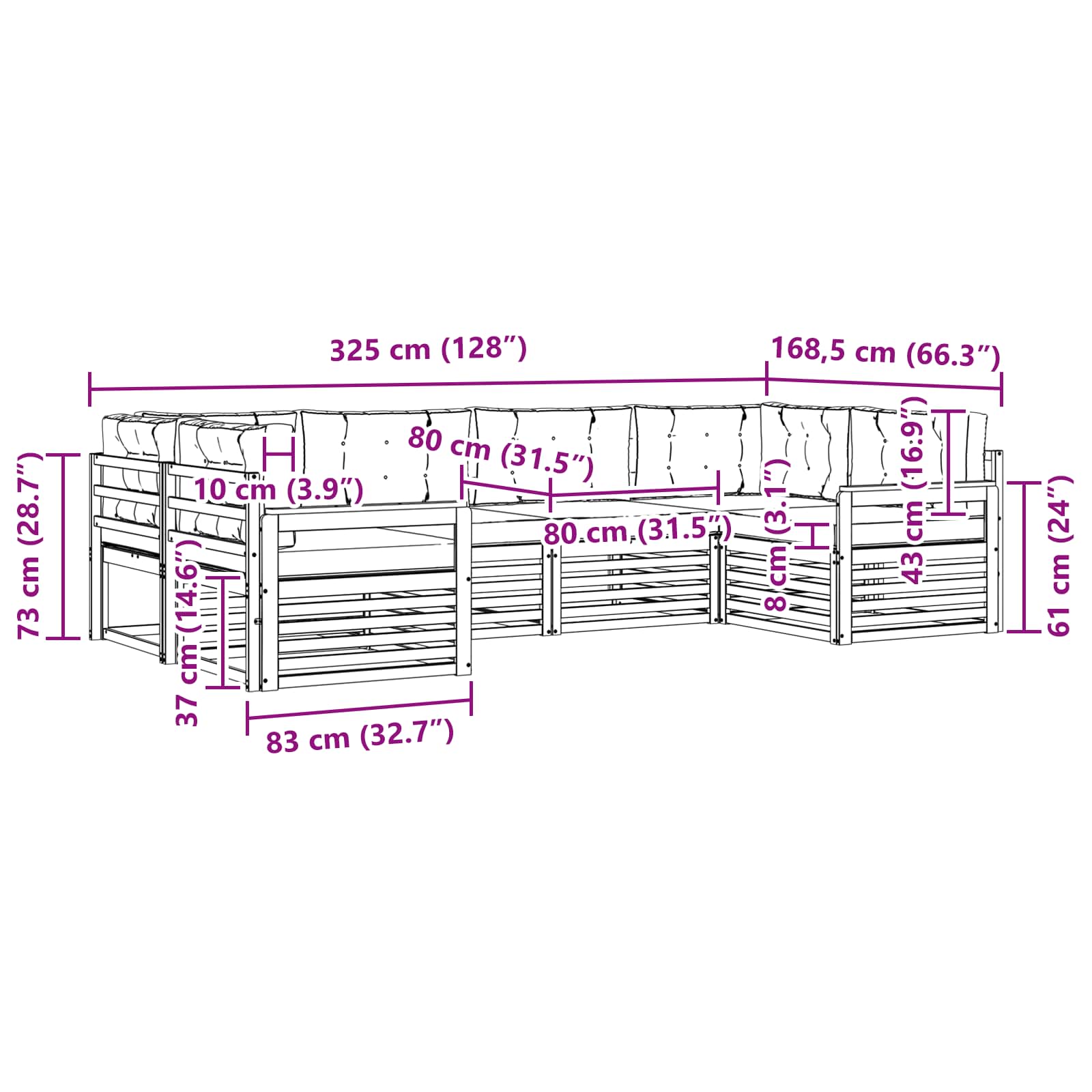 Sofa-Sets 6 pcs Natuurlijk en Antraciet Massief Acaciahout image 7