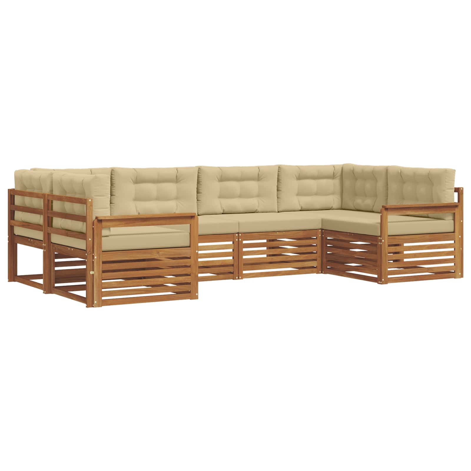 Zunanja garnitura za sedenje z blazino 6 pcs Naravna in bež - slika 2