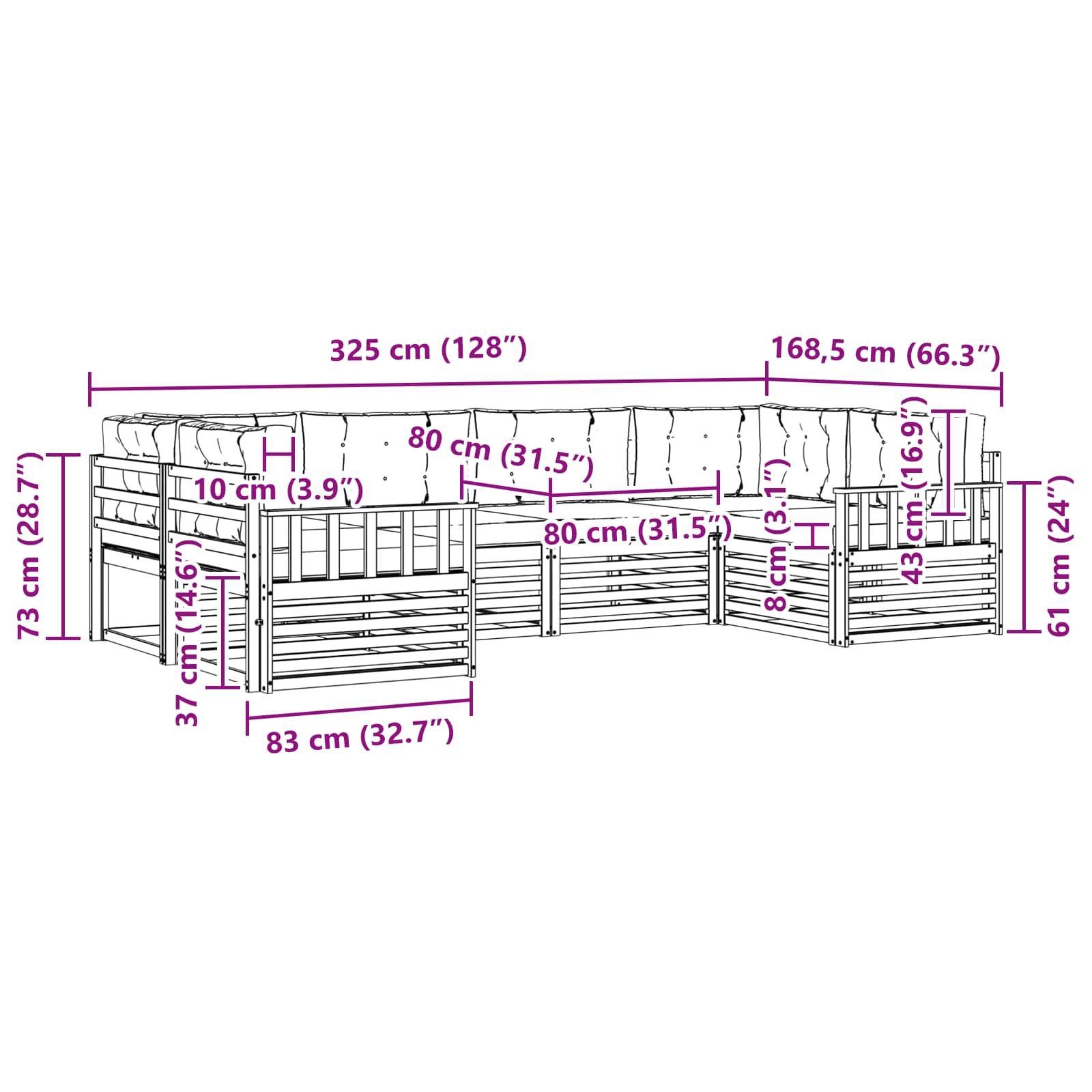 Sofa-Sets 6 pcs Natuurlijk en Antraciet Massief Acaciahout image 7